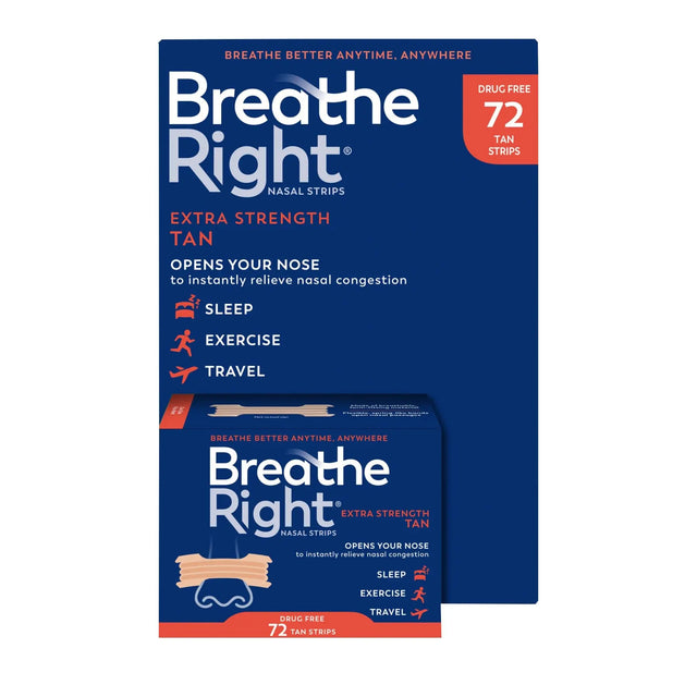 Breathe Right Nasal Strips (Extra Strength, 72Â ct) | Clear, Drug-Free Breath Aid Breathe Right