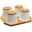 Elama clear glass serving jars with lids set