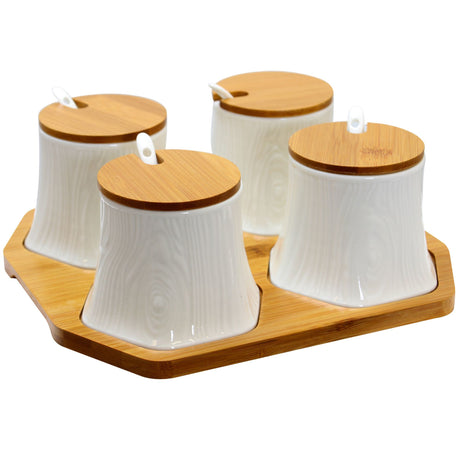 Elama clear glass serving jars with lids set