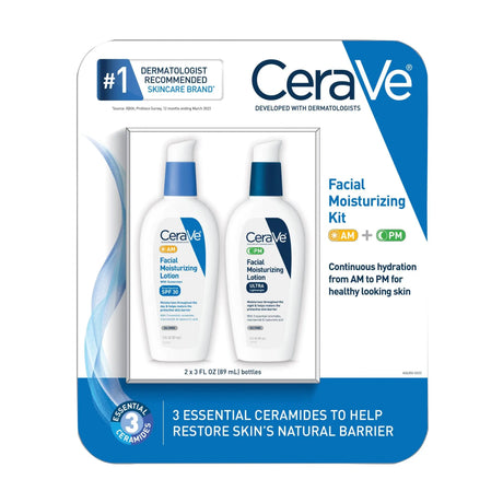 CeraVe Facial Moisturizing Kit (2-Pack, 3 oz Each) | Dermatologist-Recommended Hydration CeraVe