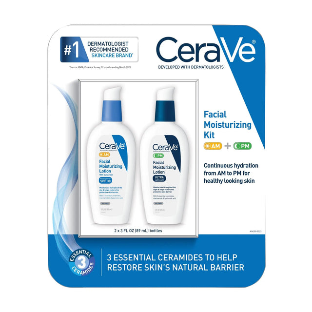 CeraVe Facial Moisturizing Kit (2-Pack, 3 oz Each) | Dermatologist-Recommended Hydration CeraVe