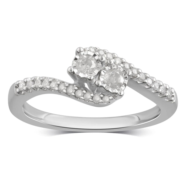 Diamond Bypass Ring (0.25 ct t.w, Sterling Silver) | Modern Twist Design with Sparkling Stones AFS Wholesale Shop