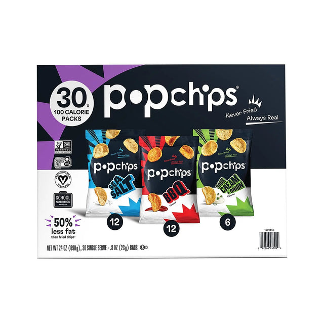 Popchips Variety Pack (30-Pack) | Guilt-Free Popped Snack Popchips