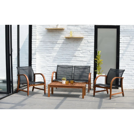 Amazonia Â· Indiana Eucalyptus Patio Set (4-Piece, Brown/Black) | Modern Outdoor Seating Amazonia