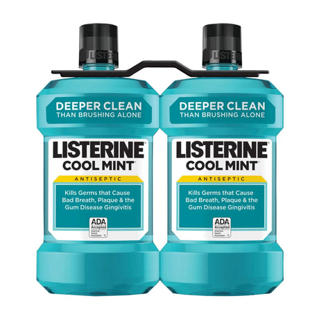 Listerine Cool Mint Mouthwash (2-Pack, 1.5 L Each) | Antiseptic Fresh Breath Formula Listerine