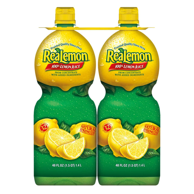 ReaLemon Juice (2-Pack, 48 fl oz Each) | Convenient, Pure Lemon Flavor for Cooking & Drinks ReaLemon