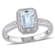 Aquamarine & Diamond Accent Ring (1 ct t.w., Sterling Silver) | Elegant Emerald-Cut Design AFS Wholesale Shop