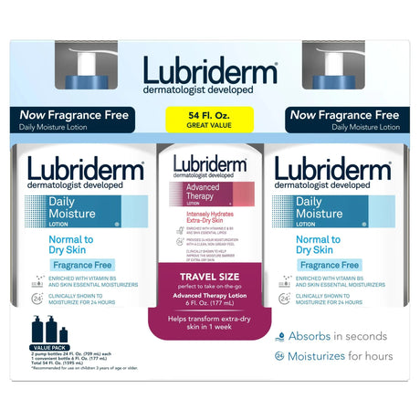 Lubriderm Daily Moisture Lotion (3-Pack) | Unscented Advanced Hydration Lubriderm