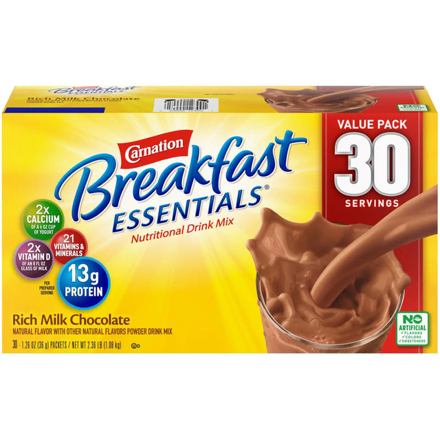 Carnation Nutritional Drink Mix (30 ct) | Chocolate Protein & Vitamins Carnation