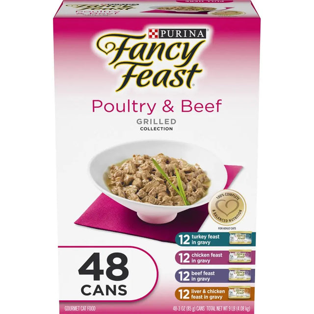 Fancy Feast Poultry & Beef Wet Cat Food (48-Pack) | Gourmet Adult Cat Meals Fancy Feast