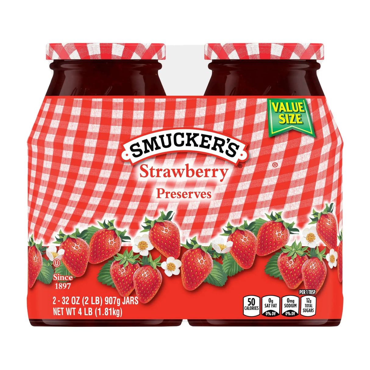 Smucker Strawberry Preserves (2-Pack, 32 oz Each) | Sweet Fruit Spread Smucker's