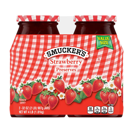 Smucker Strawberry Preserves (2-Pack, 32 oz Each) | Sweet Fruit Spread Smucker's