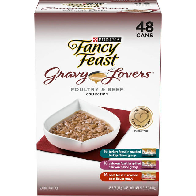 Fancy Feast Gravy Lovers Cat Food (48-Pack) | Poultry & Beef Gourmet Fancy Feast