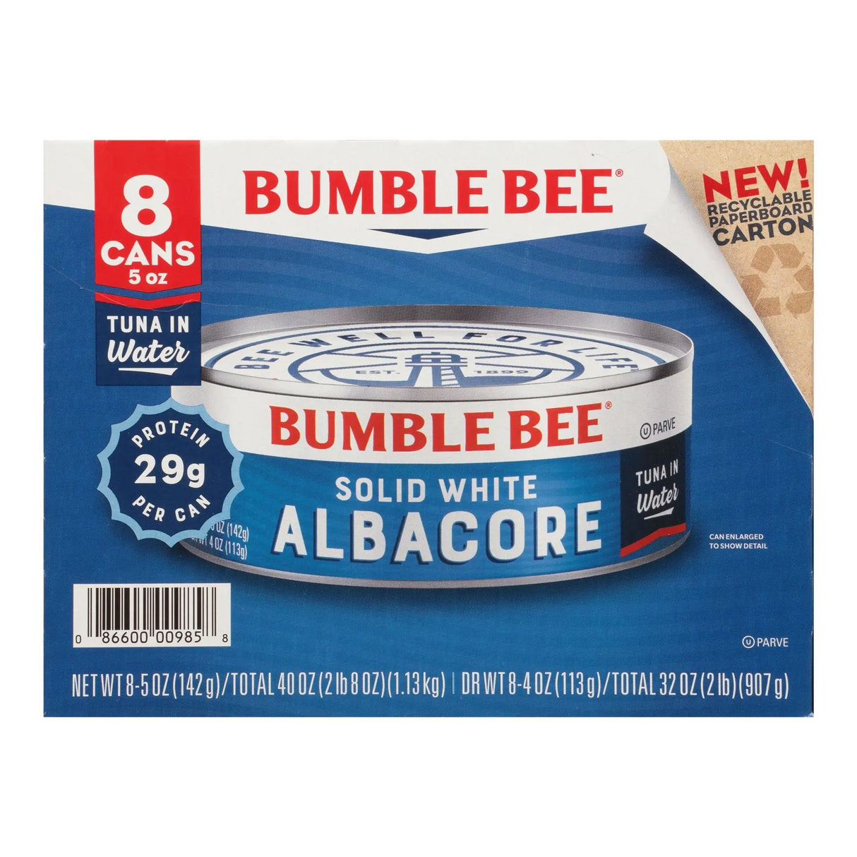 Bumble Bee Solid White Albacore Tuna (8-Pack, 5 oz Each) | Premium Protein in Water Bumble Bee