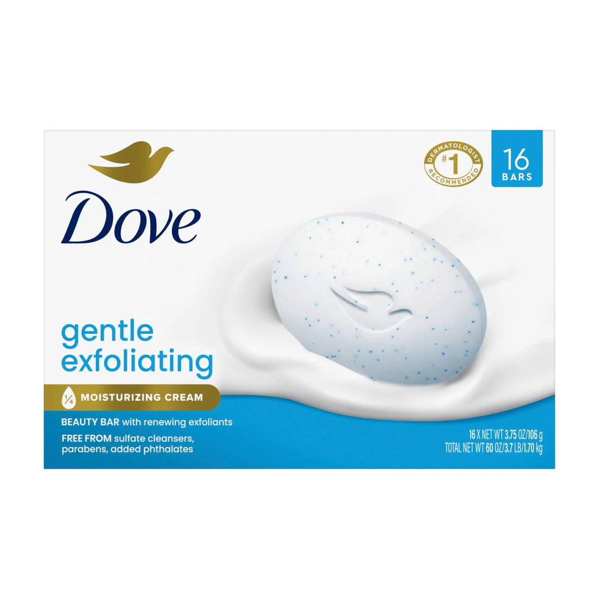 Dove Gentle Exfoliating Beauty Bar Soap (16 ct) | Soft, Smooth Skin Care Dove