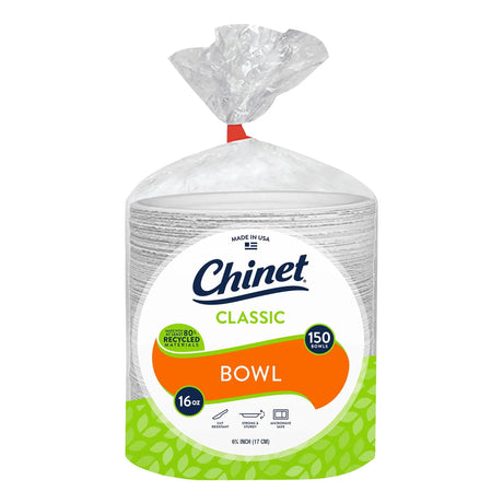 Chinet Classic Paper Bowls (16 oz, 150 ct) | Sturdy Disposable Dining Bowls Chinet