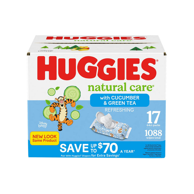 Huggies Cucumber and Green Tea Natural Care Sensitive Baby Wipes 1088 count