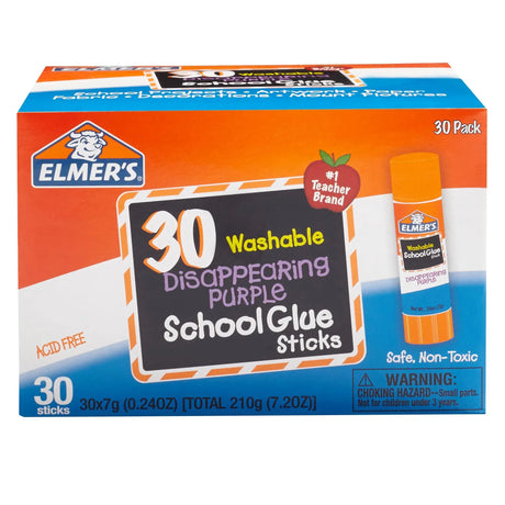 Elmerâ€™s Purple Glue Sticks (30-Pack) | Disappearing Color Formula for Clean Application Elmer's