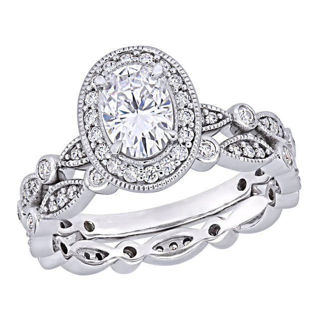 Moissanite Halo Infinity Engagement Ring 1.5 ct White Gold
