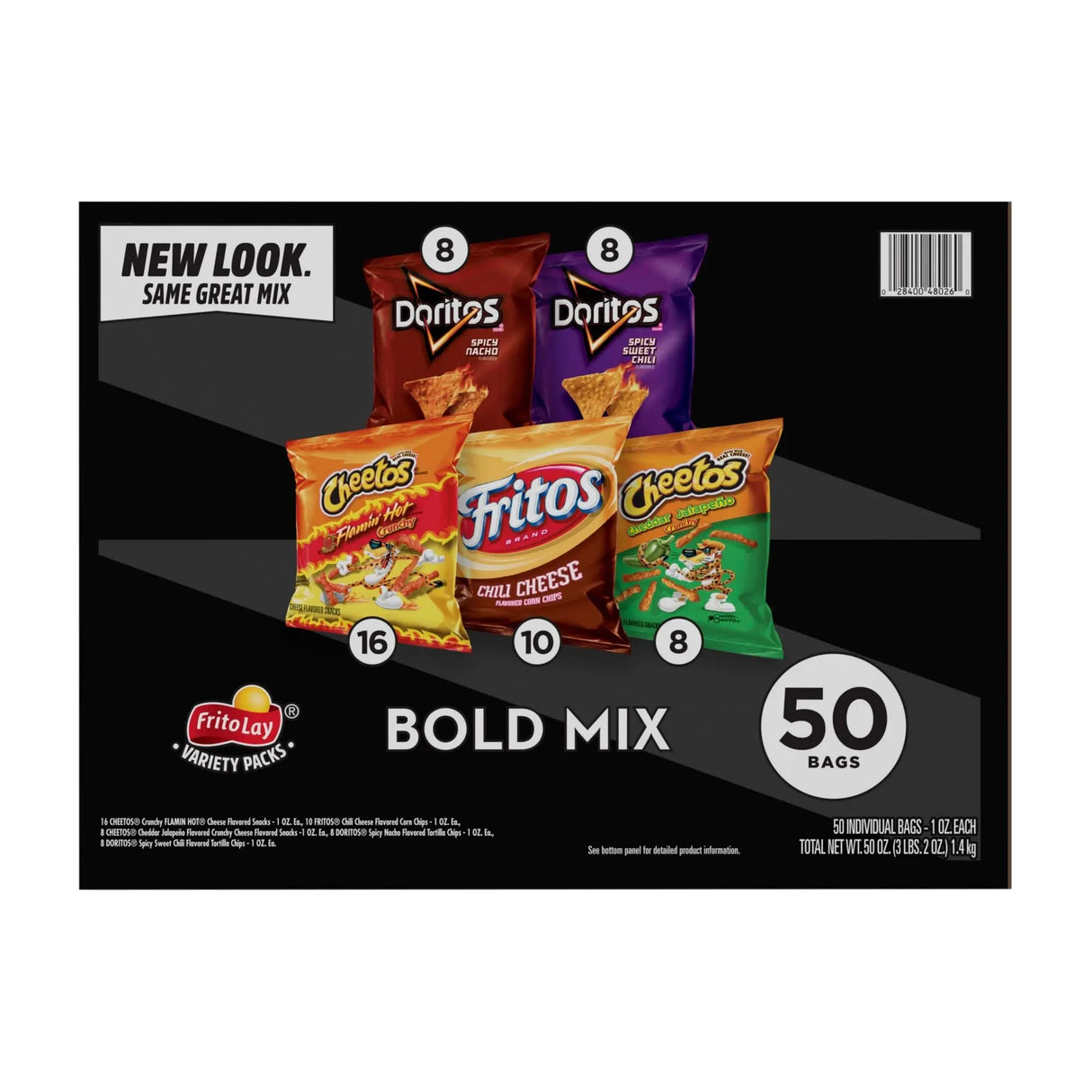 Frito-Lay Bold Mix Variety Pack (50-Pack) | Spicy & Savory Chips Assortment Frito-Lay
