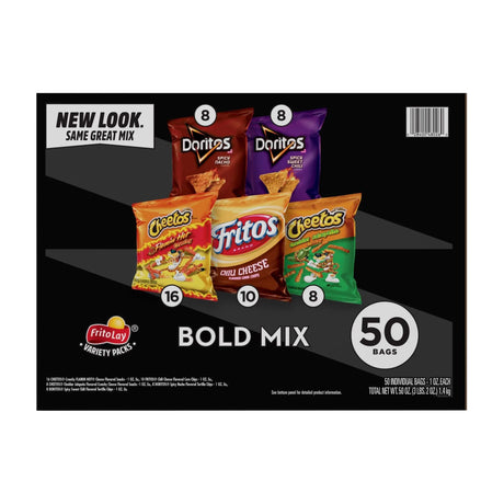 Frito-Lay Bold Mix Variety Pack (50-Pack) | Spicy & Savory Chips Assortment Frito-Lay
