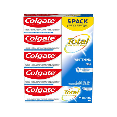 Colgate Total Active Whitening Toothpaste (5-Pack, 6 oz Each) | Cavity Protection & Bright Smile Colgate