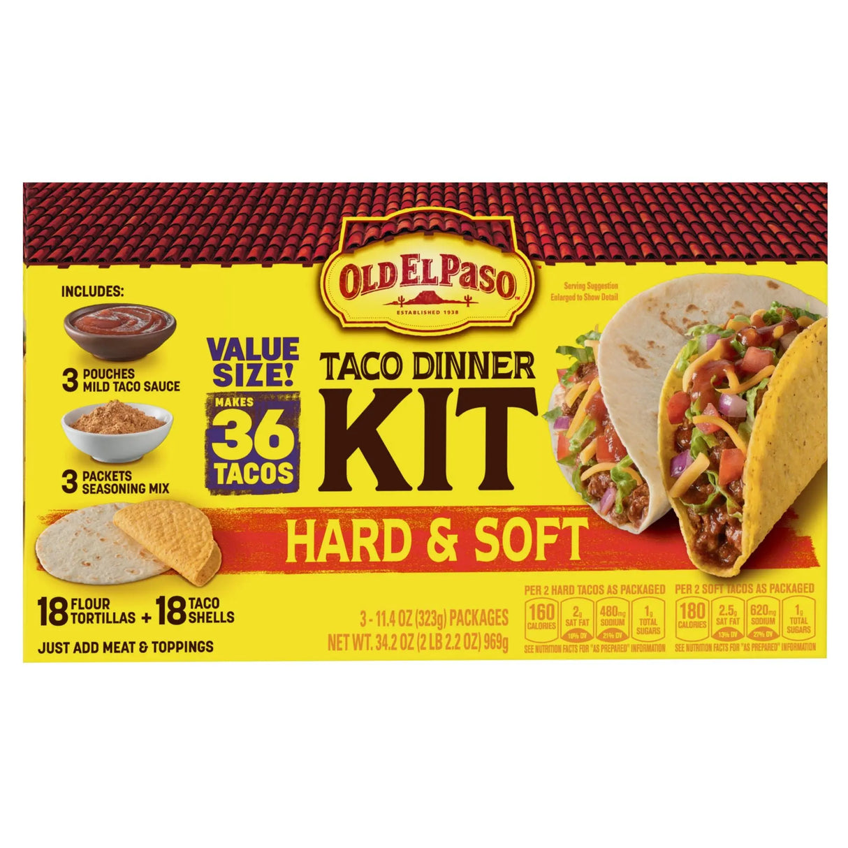 Old El Paso Taco Dinner Kit (3-Pack) | Hard & Soft Shell Family Meal Old El Paso