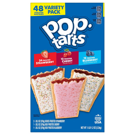 Pop-Tarts Variety Pack (48-Pack) | Strawberry, Cherry & Blueberry Frosted Pastries Pop-Tarts