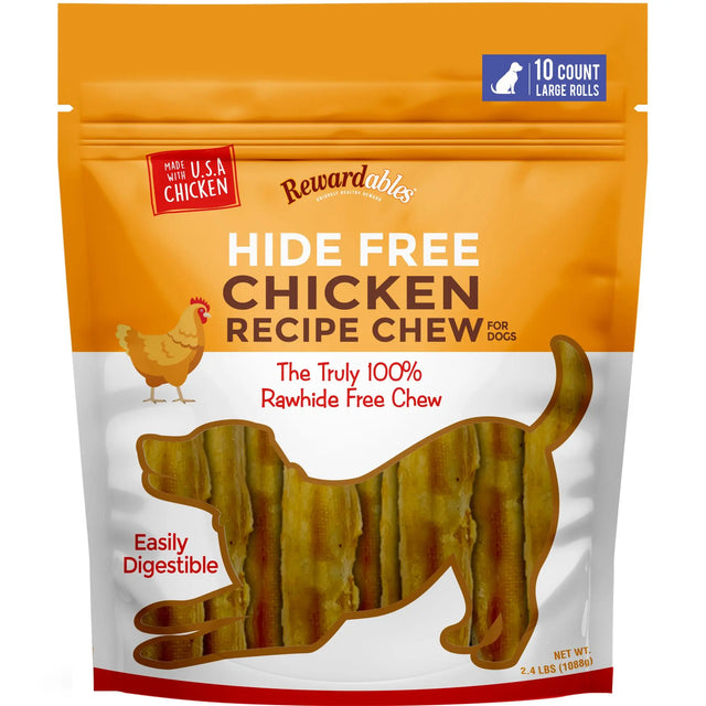 Rewardables Hide-Free Chicken Chews (10-Pack) | Long-Lasting Dog Treats with Real Flavor Rewardables
