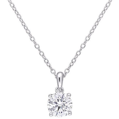 Moissanite solitaire pendant with sterling silver chain