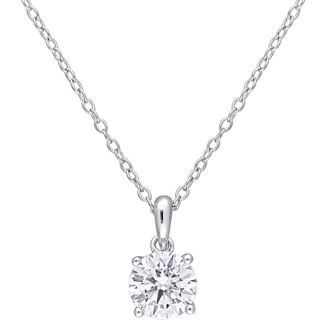 Moissanite solitaire pendant with sterling silver chain