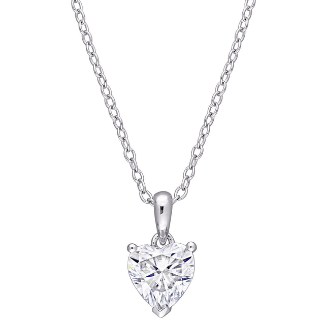 Moissanite heart pendant sterling silver