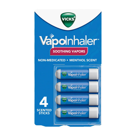 Vicks VapoInhaler Portable Nasal Inhaler (4-Pack) | Non-Medicated Menthol Breath Relief Vicks