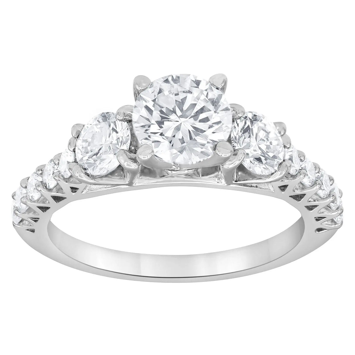 Diamond Three Stone Solitaire Ring (2 ct. t.w., 14k White Gold) | Elegant Sparkle for Special Moments Unique Designs