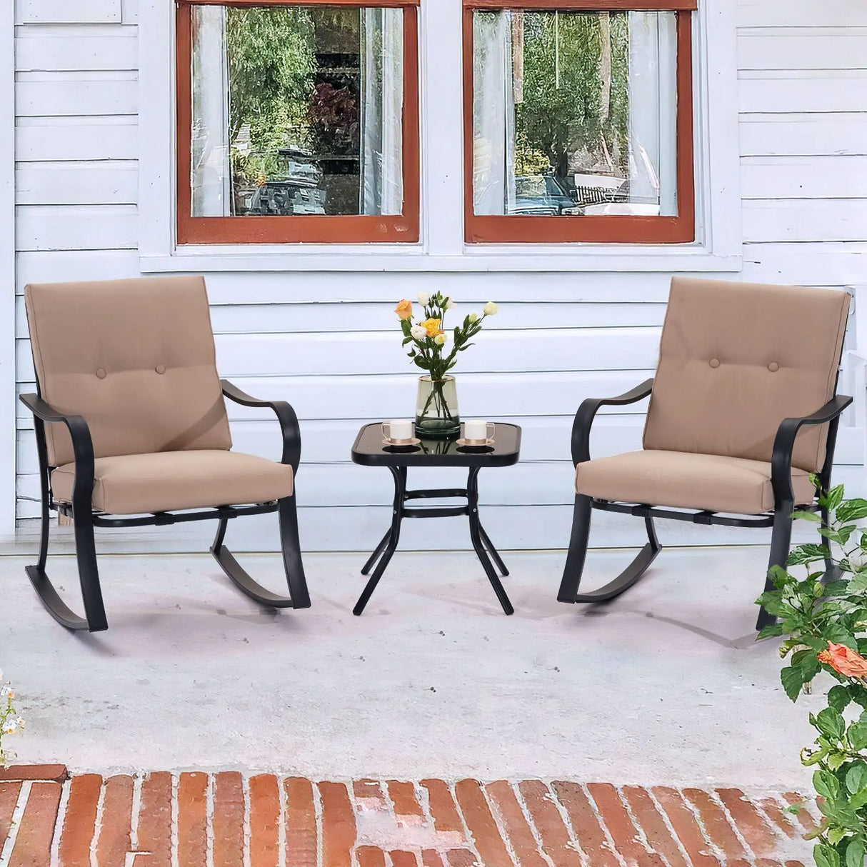MISSBRELLA 3-Pc. Rocking Bistro Set | Cozy Outdoor Seating with Thick Cushions MISSBRELLA