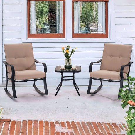 MISSBRELLA 3-Pc. Rocking Bistro Set | Cozy Outdoor Seating with Thick Cushions MISSBRELLA