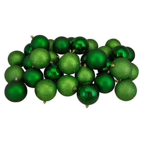 Northlight Christmas Ball Ornaments (32-Pack, 4-Finish, Green) | Shatterproof & Colorful Tree DÃ©cor Northlight