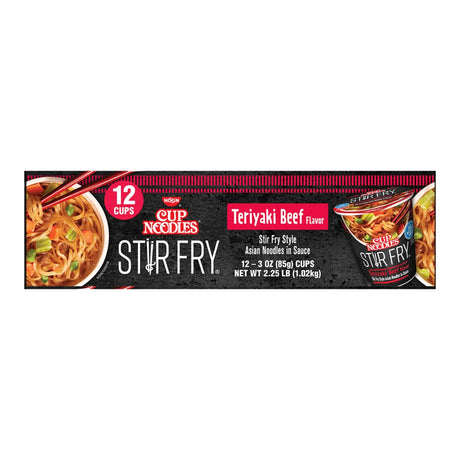 Nissin Teriyaki Beef Cup Noodles (12-Pack, 3 oz Each) | Stir Fry Flavor Bowls Nissin Foods
