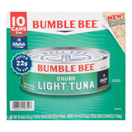 Bumble Bee Chunk Light Tuna (10-Pack, 5 oz Each) | Premium Protein Fillets Bumble Bee