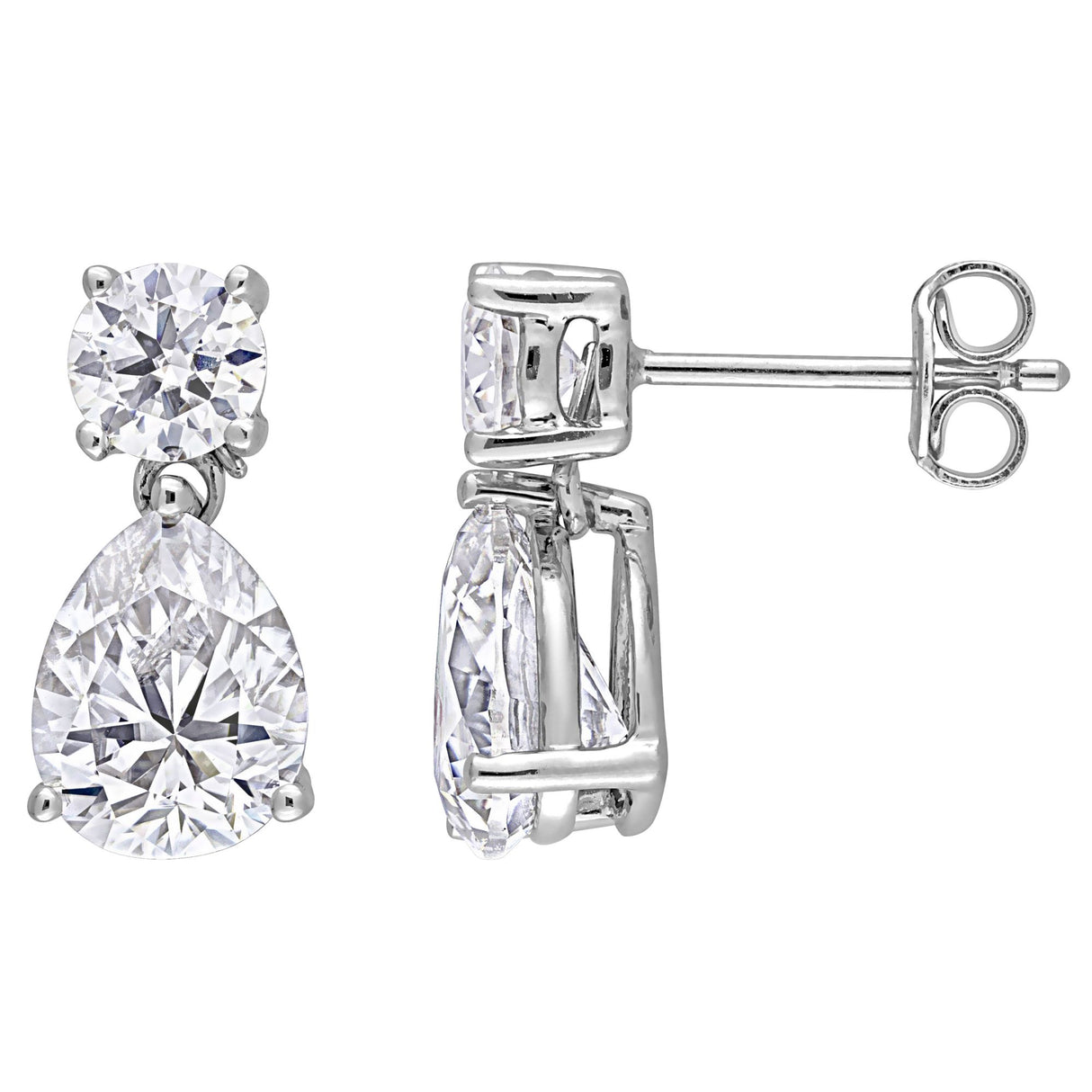 DEW moissanite two stone earrings sterling silver