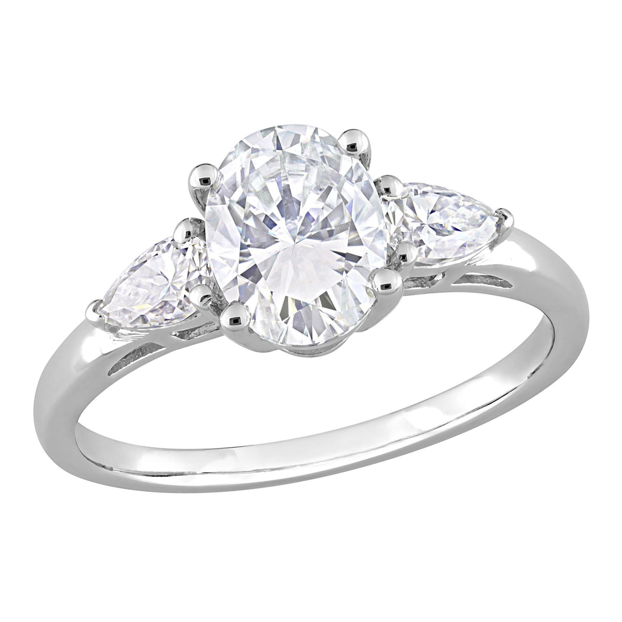 DEW Moissanite 3 Stone Engagement Ring