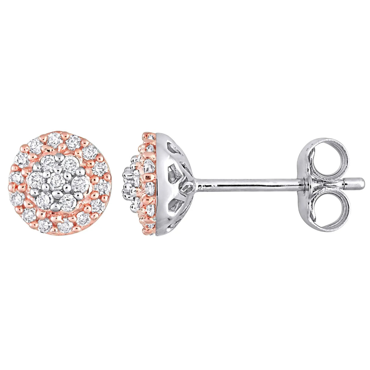 Vintage Diamond Halo Stud Earrings (Sterling Silver) | Classic Sparkle Accent AFS Wholesale Shop