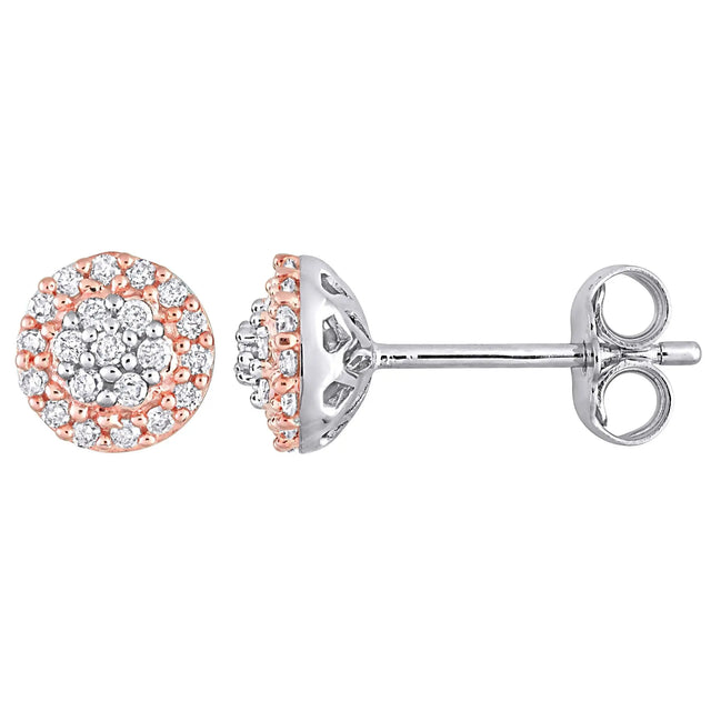 Vintage Diamond Halo Stud Earrings (Sterling Silver) | Classic Sparkle Accent AFS Wholesale Shop