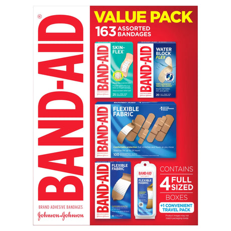 Band-Aid Adhesive Bandages Value Pack (163 ct.) | Assorted Sizes for Everyday Cuts & Scrapes Band-Aid
