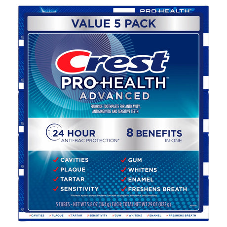 Crest Pro-Health Multi-Benefit Toothpaste (5-Pack, 5.8 oz Each) | Advanced Cavity & Gum Protection Crest
