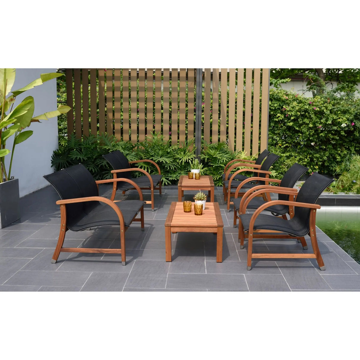 Amazonia 8-Pc Teak Patio Seating Set | Brown Outdoor Lounge Collection Amazonia
