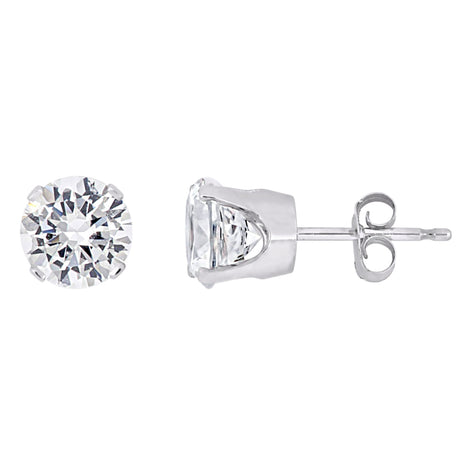 White Sapphire Stud Earrings in 10K White Gold 2.6 ct