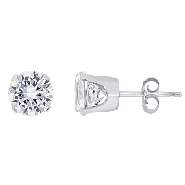 White Sapphire Stud Earrings in 10K White Gold 2.6 ct