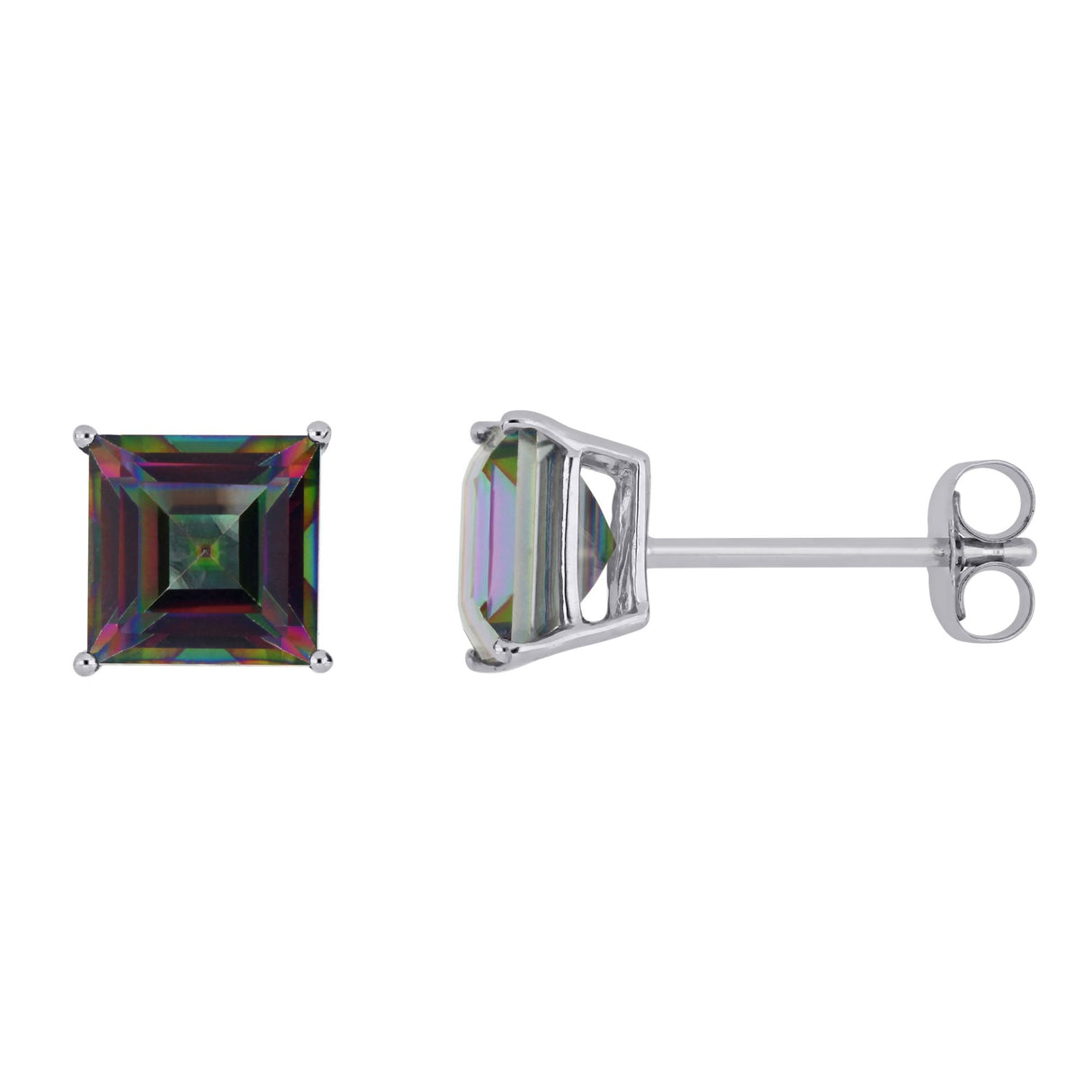Green topaz stud earrings 10k white gold