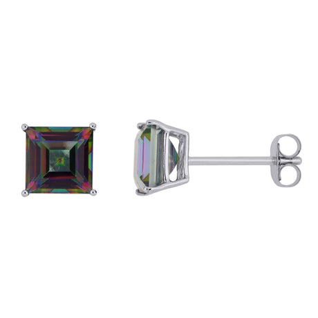 Green topaz stud earrings 10k white gold